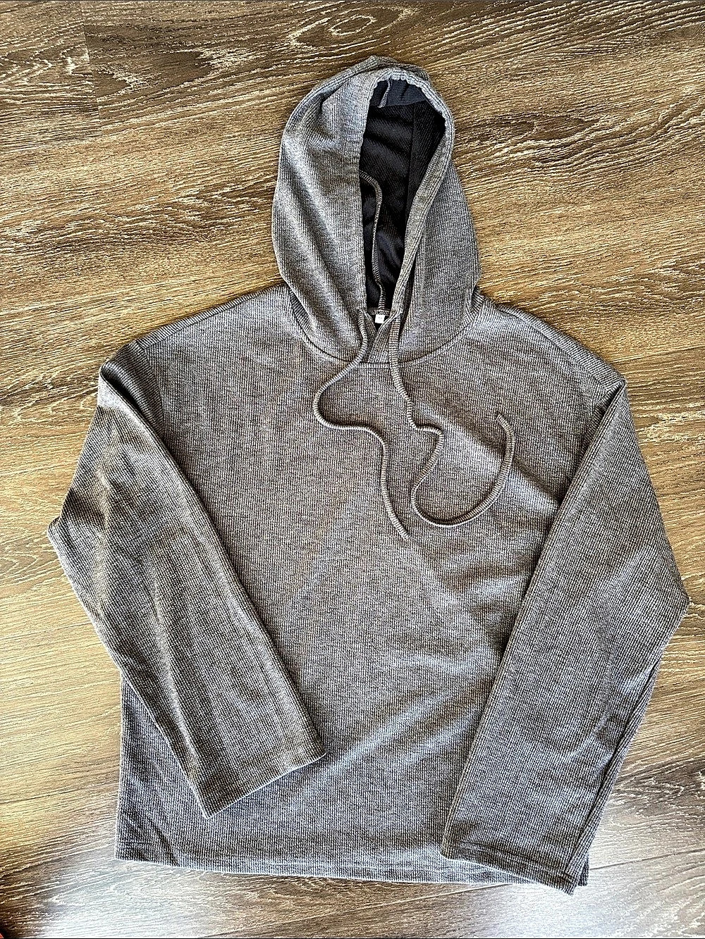 Gray Polyester Pullover Hoodie
